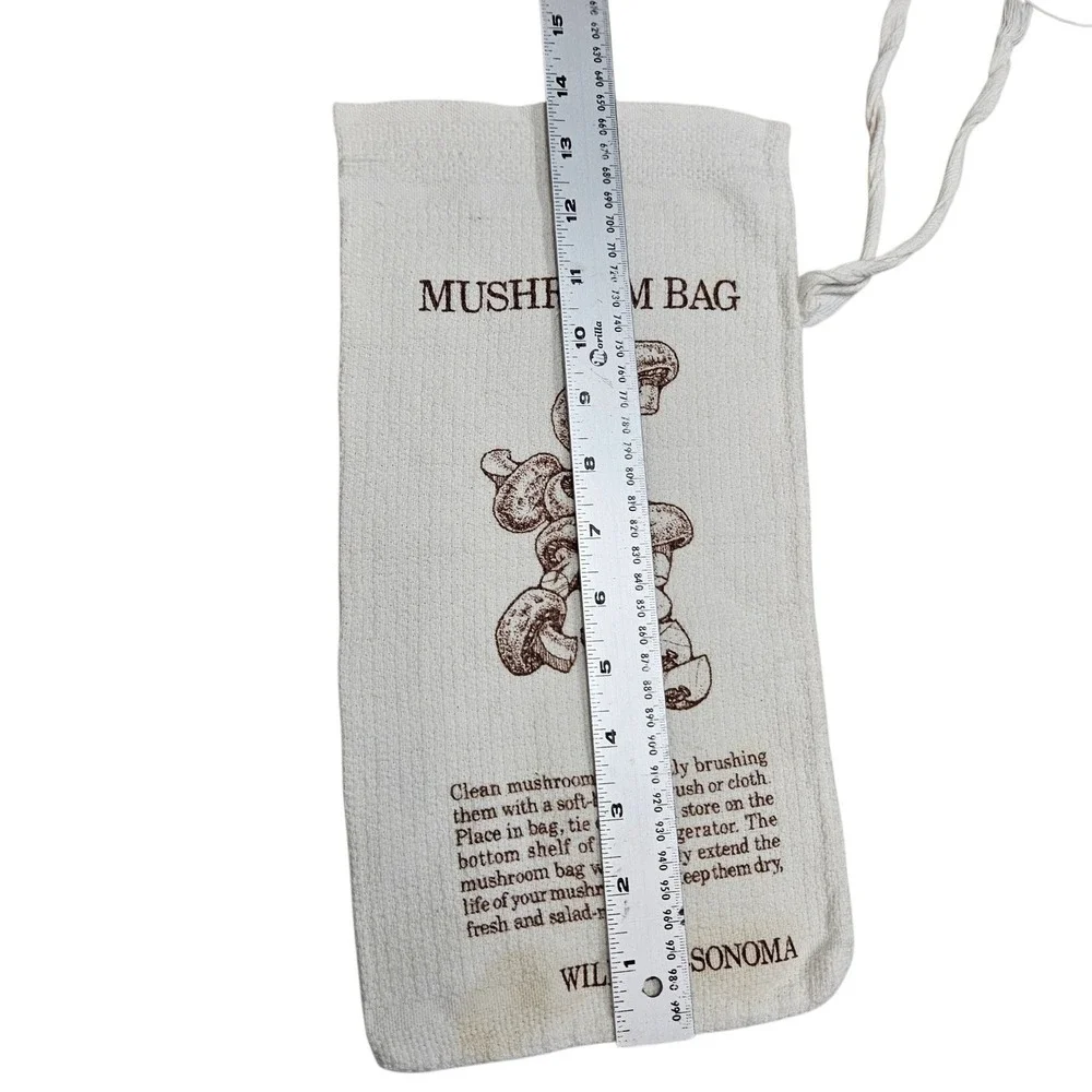 Williams Sonoma Mushroom Bag Linen Drawstring Storage For Fresh‎ Produce
